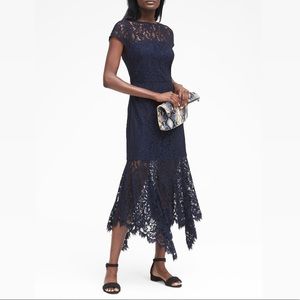 Banana Republic Navy Lace Illusion Maxi Asymmetrical NWOT